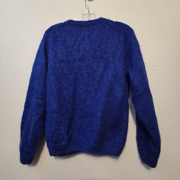 Vtg 80s 90s Pembroke Lane Mohair Blend Cardigan Sweater Womens MED Blue Preppy - Picture 9 of 10